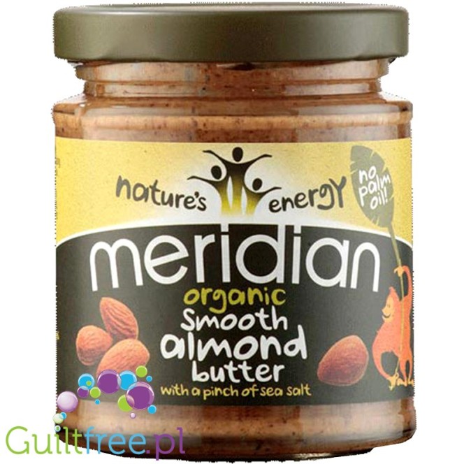 Meridian Almond Smooth Organic - gładkie masło migdałowe 100% bez cukru i soli