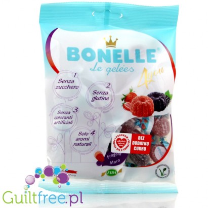 Le Bonelle Gelées senza zucchero, caramella morbida gelées con edulcoranti ai gusti di frutta - gluten-free strawberry and black