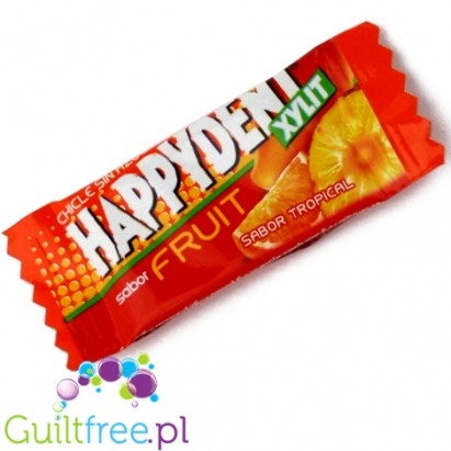 Happydent Xylit chicles sin azúcar con tropical fruit - Sugar-free chewy gum with exotic fruit flavor, contains sweeteners