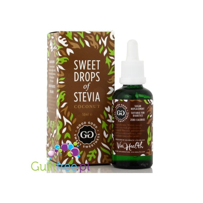 Good Good Sweet Drops of Stevia Coconut, naturalny aromat ze stewią, Kokos