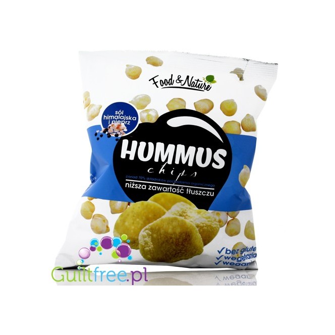 Hummus bezglutenowe chipsy z ciecierzycy 40% mniej tłuszczu, Sól & Pieprz