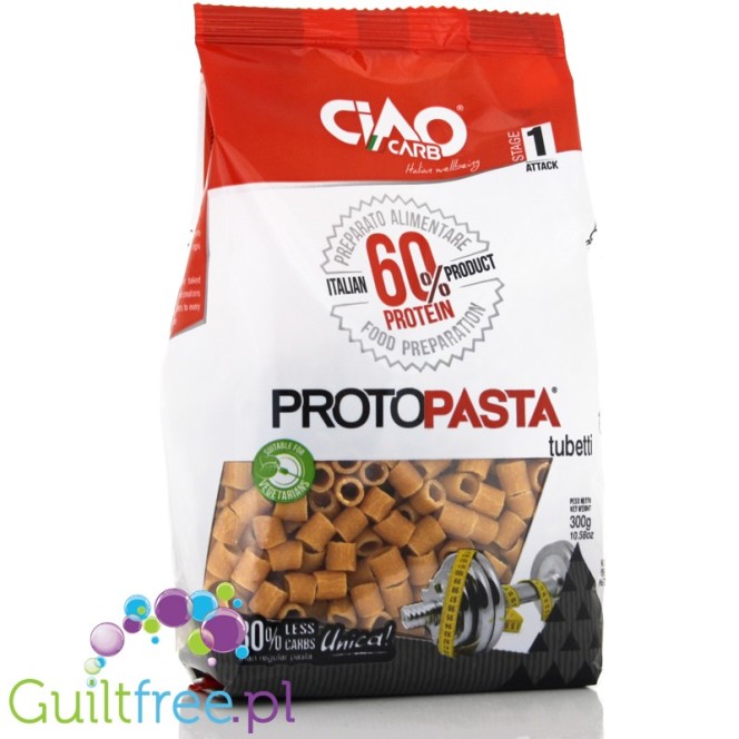 Ciao Carb ProtoPasta, Tubetti - makaron akaron proteinowy 60% białka Rurki 0,25kg