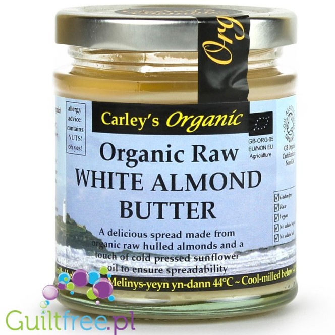 Carley's organiczne surowe białe masło migdałowe bez soli i cukru