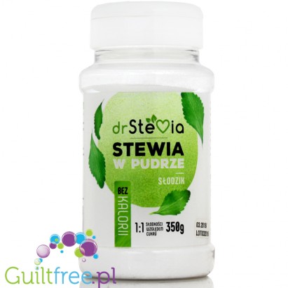 Dr. Stevia Stewia in a slice of sweetener without calories table sweetener in a powder