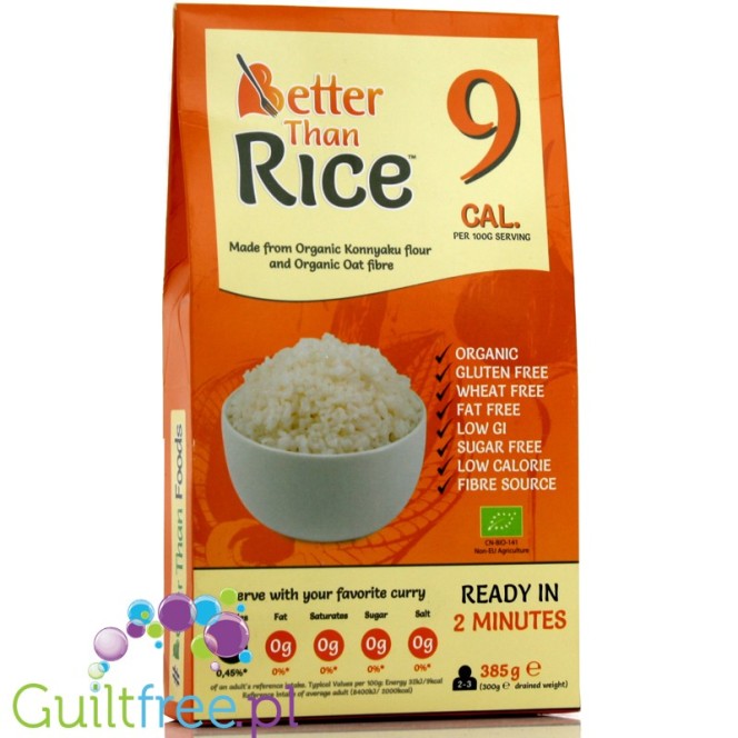 Bettern than Rice organic konnyaku & organic oat fiber - Organic konjac shirataki pasta in the shape of rice enriched