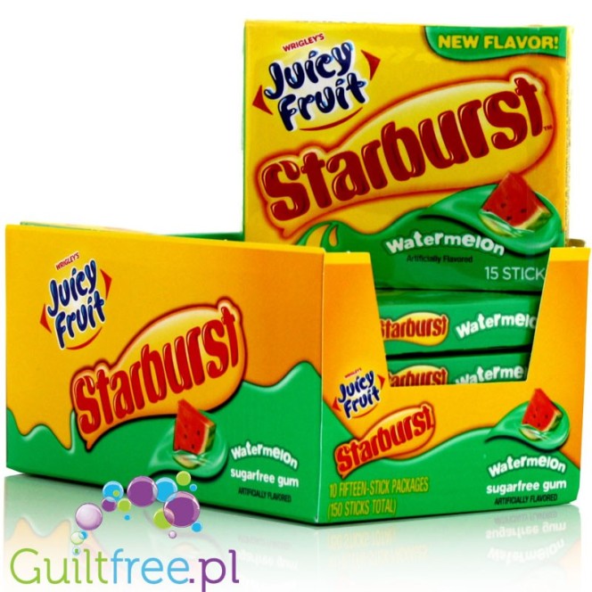 Starburst Juicy Fruit, guma do żucia bez cukru, Arbuz