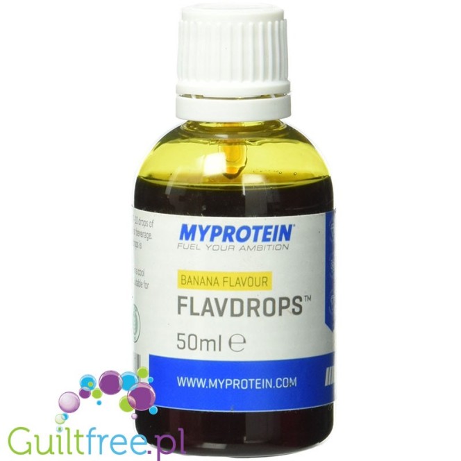 MyProtein Flavdrops liquid banana flavoring with sweeteners - liquid sweetened banana flavor with sweetener