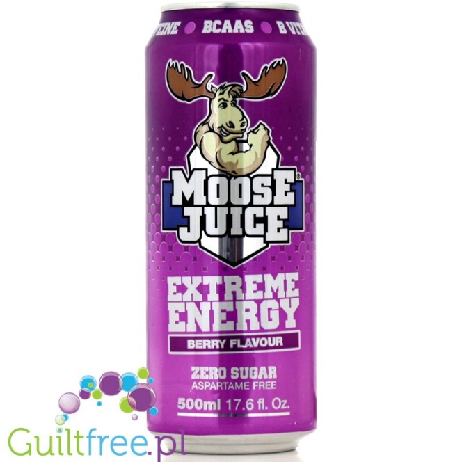 Muscle Moose Moose Juice, berry flavor carbonated energy drink with BCAA and B vitamins with sweeteners - Low-calorie