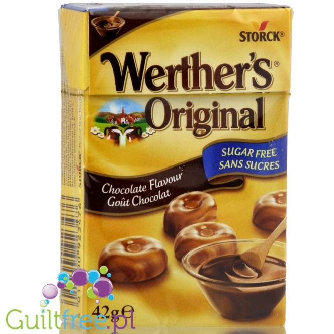 Werther's Original Chocolate candy sugar free, contains no sugars, contain sweetener