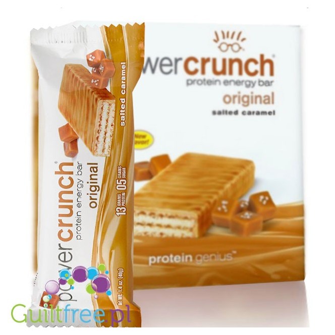 Power Crunch Salted Caramel PUDEŁKO x 12 SZT - proteinowe wafelki ze stewią