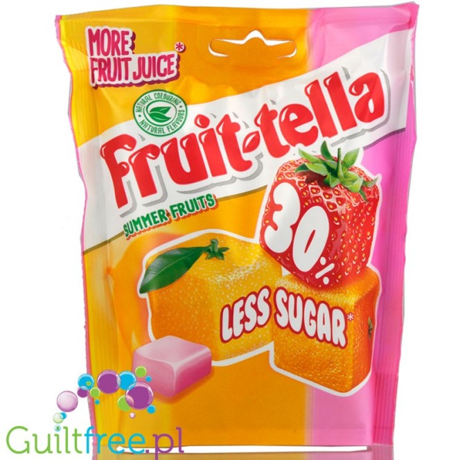 Fruittella 30% mniej cukru, cukierki truskawka, pomarańcza & cytryna