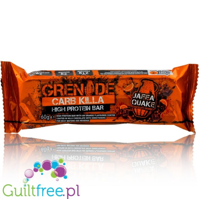 Grenade Carbkilla Jaffa Quake baton proteinowy z karmelem i masą pomarańczową