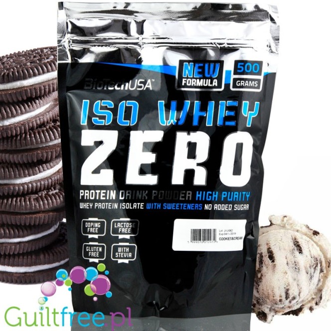 BioTech USA Iso Whey Zero Cookies & Cream 0,5kg odżywka białkowa bez laktozy
