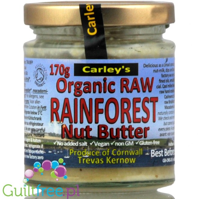 Carley's Raw Rainforest: organiczne masło Cashew, Makadamia & Orzechy Brazylijskie