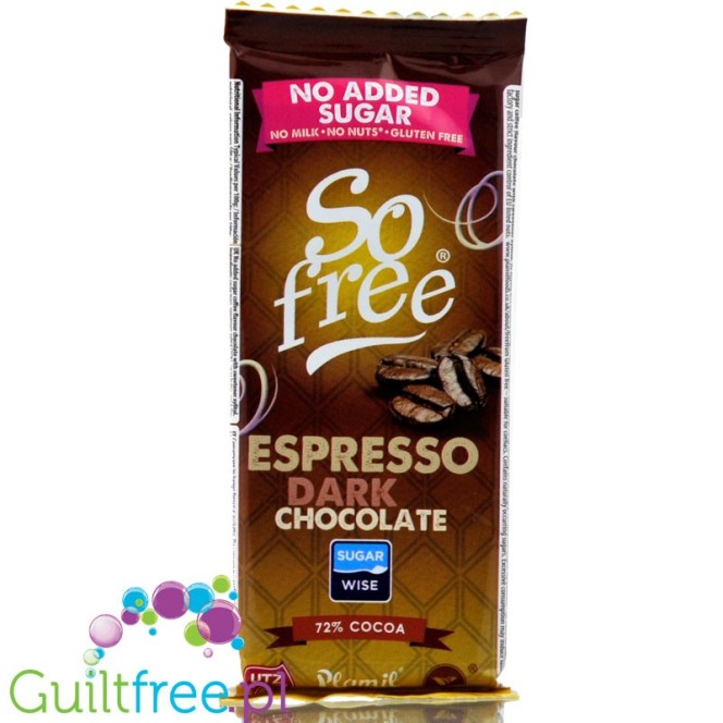 Plamil So Free Espresso wegańska czekolada bez cukru z ksylitolem 72% kakao