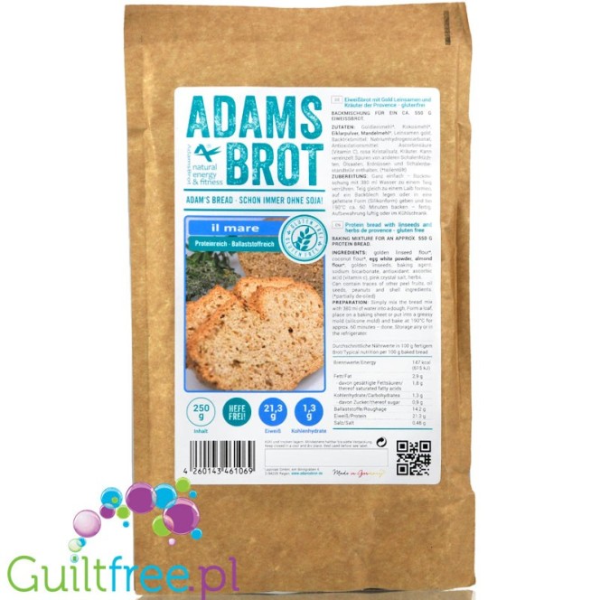 Adam's Bread il Mare - niskowęglowodanowy Chleb Adama bez glutenu, z lnem i ziołami, mix do wypieku
