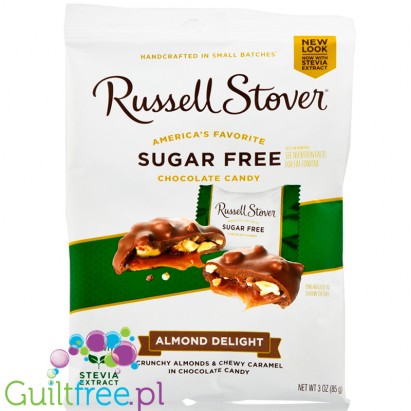 Russell Stover Sugar Free Almond Delights, Almond & Caramel Covered in Chocolate Candy 