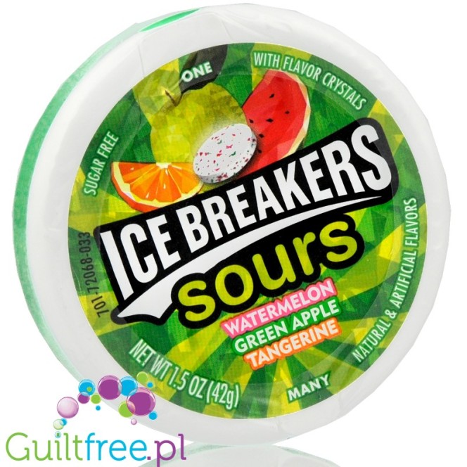 Ice Breakers Sours cukierki bez cukru Arbuz & Zielone Jabłuszko, 2kcal