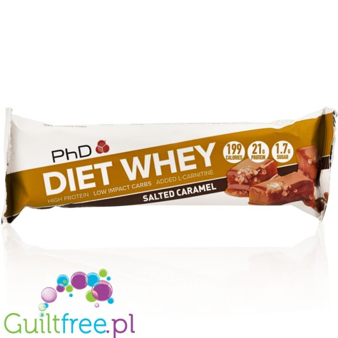 PhD Diet Whey Salted Caramel protein bar with L-carnitine