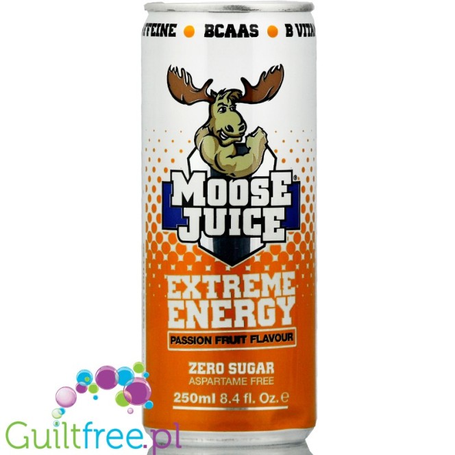 Moose Juice Extreme Energy Passion Fruit sugar free energy drink
