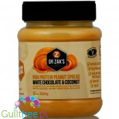 Dr. Zak's high protein peanut spreads white chocolate & coconut - peanut butter with whey protein isolate