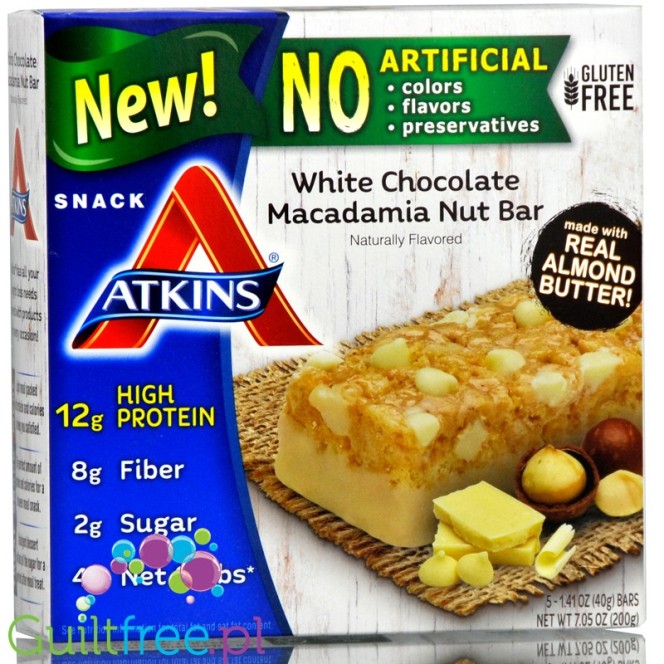 Atkins Snack White Chocolate Macadamia PUDEŁKO x 5 batonów
