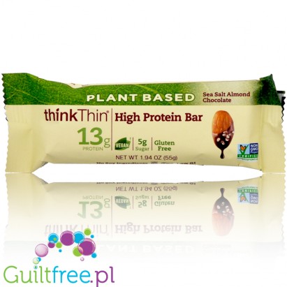ThinkThin High Protein Bars, Plant Based, Sea Salt Almond Chocolate