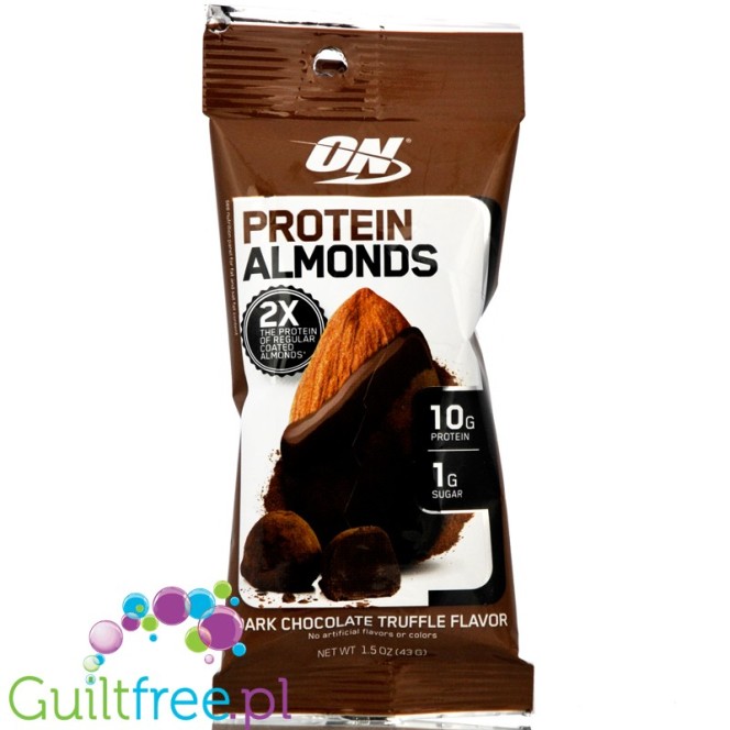 ON Protein Almonds Dark Chocolate Truffle, migdały w polewie czekoladowej, 10g białka