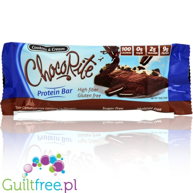 Healthsmart Chocorite Triple Layered Cookies & Cream protein bar, 9g Protein, 100 Calories, 2g Tru Carbs