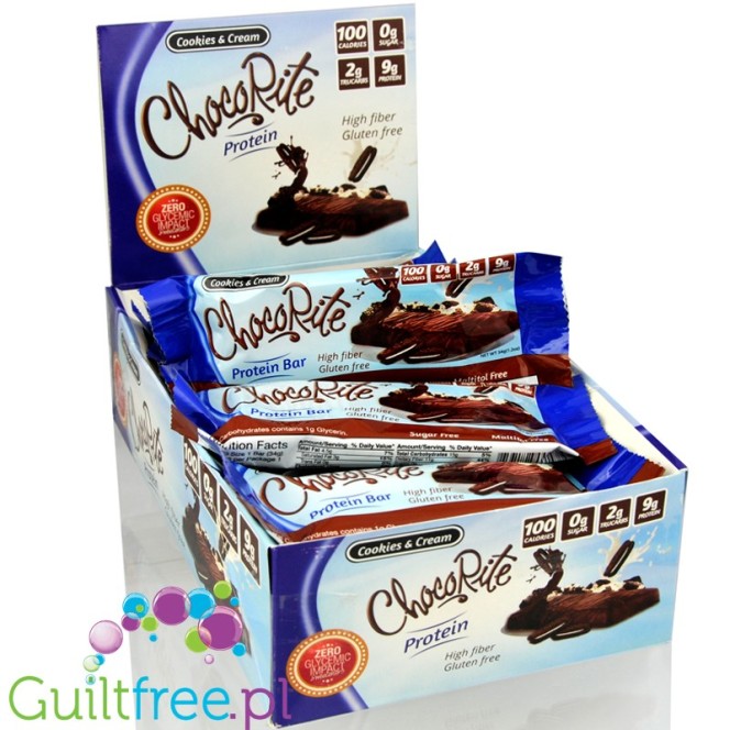 Healthsmart Chocorite Cookies & Cream - baton białkowy bez cukru, pudełko x 16 batonów