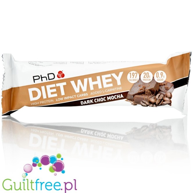 PhD Diet Whey Dark Chocolate Mocha - baton 20g białka z L-karnityną