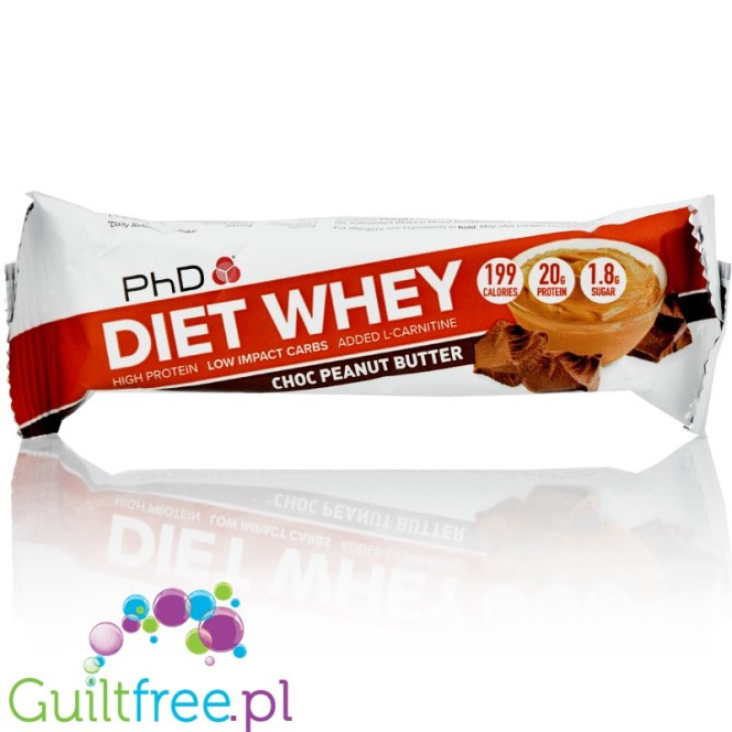 PhD Diet Whey Chocolate Peanut Butter - baton 20g białka z L-karnityną