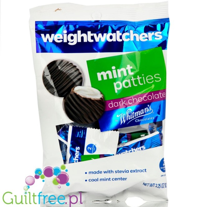 Weight Watchers Dark Chocolate Mint Patties - nadziewane miętowe czekoladki bez cukru ze stewią