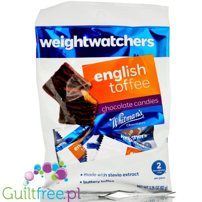 Weight Watchers sugar free Chocolate Candies with stevia, English Toffee flavor filling