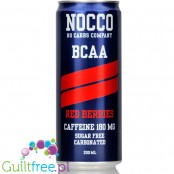 NOCCO BCAA Red Berries - napój energetyczny bez cukru z kofeiną i l-karnityną
