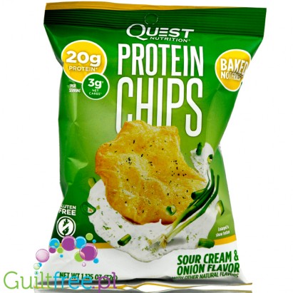 Quest Protein Chips - Proteinowe Chipsy, Śmietanka & Cebulka 21g białka