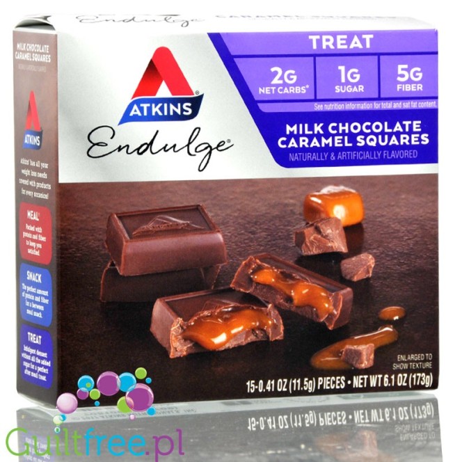 Atkins Endulge Squares, czekoladki z masą karmelową PUDEŁKO