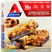 Atkins Meal Chocolate Peanut Butter Pretzel PUDEŁKO x 5 batonów (Czekolada, Masło Orzechowe & Precelki)