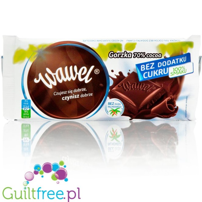 Wawel no added sugar plain dark chocolate 70% cocoa