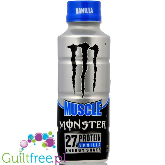 Monster Muscle Energy Shake Vanilla - Vanilla Juice Milk Drink, dietary supplement, contains sugars and sweeteners