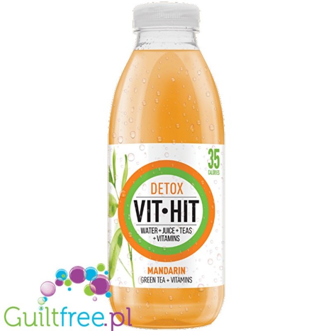 VIT HIT Detox Mandarin & Orange vitamin water with green tex extract, 35kcal per bottle