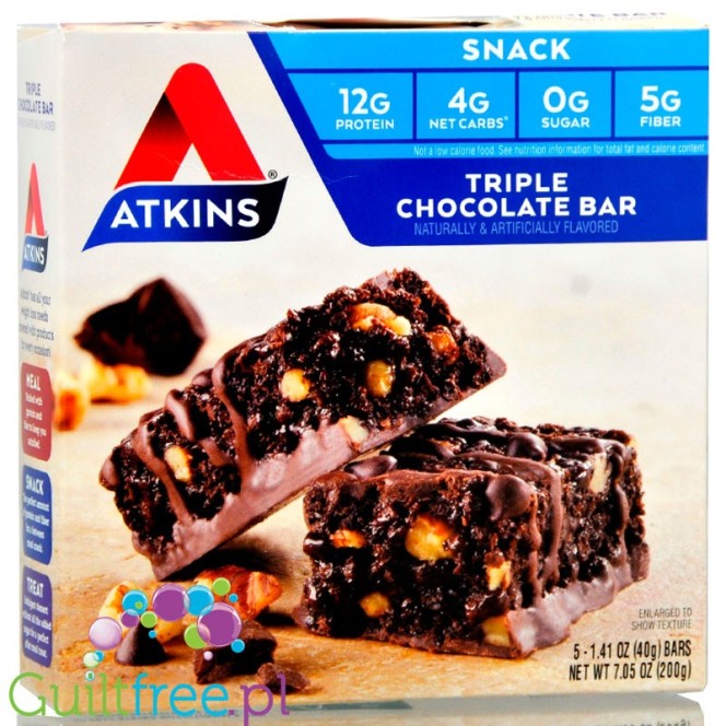 Atkins Snack Triple Chocolate - PUDEŁKO x 5 BATONÓW