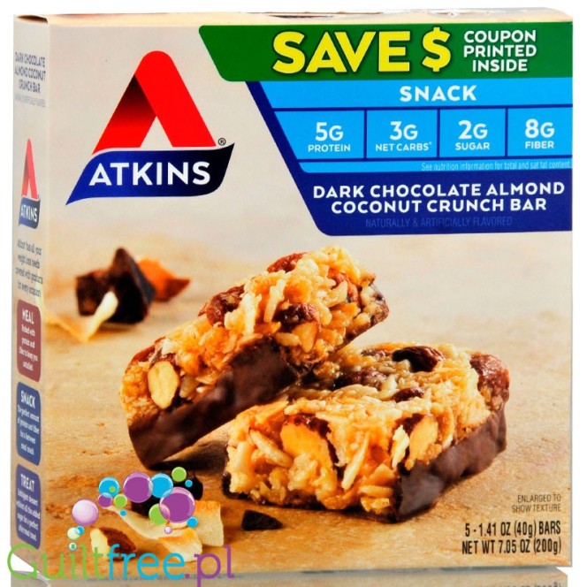 Atkins Snack PDark Chocolate Almond Coconut PUDEŁKO x 5 batonów