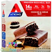 Atkins Meal Cookies n' Creme PUDEŁKO , baton 14g białka, 1g cukru