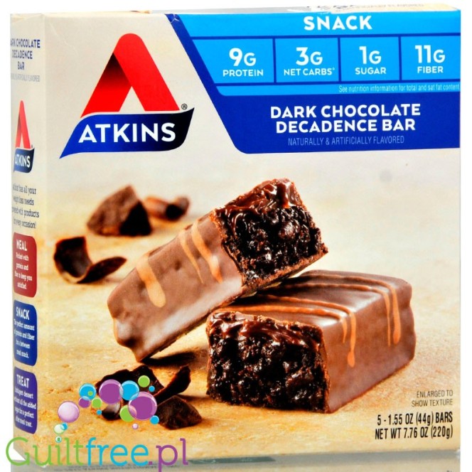 Atkins Snack Dark Chocolate Decadence PUDEŁKO, baton 9g białka, 11g błonnika
