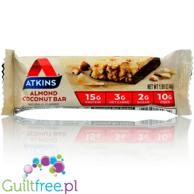 Atkins Meal Almond & Coconut protein bar without maltitol