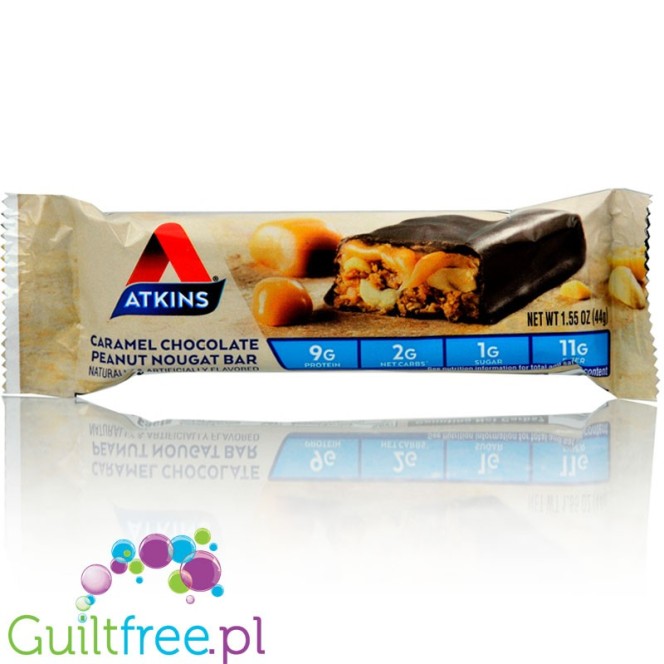 Atkins Snack Caramel Chocolate Peanut Nougat Bar - Low Carbbon Peanuts with Peanuts, Caramelized Chocolate and Nougat