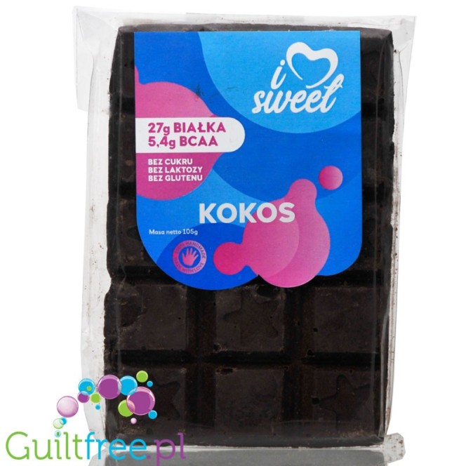 iLoveSweet Kokos - ciemna czekolada proteinowa bez cukru