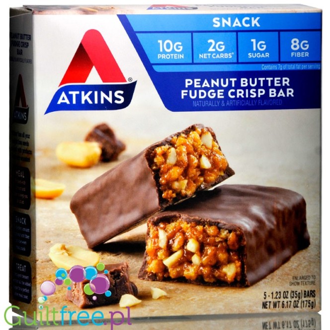 Atkins Snack Peanut Butter Fudge Crisp - niskocukrowy baton 12g białka, pudełko x 5 batonów