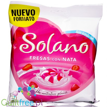 Wrigley's Solano caramelo duro sin azúcar edulcorantes con con aromas de fresa y nata - milky-cream caramels without sugar